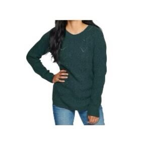 Sonoma Dark Green Cotton Blend Knit Crewneck Sweater Forest Green Size XL